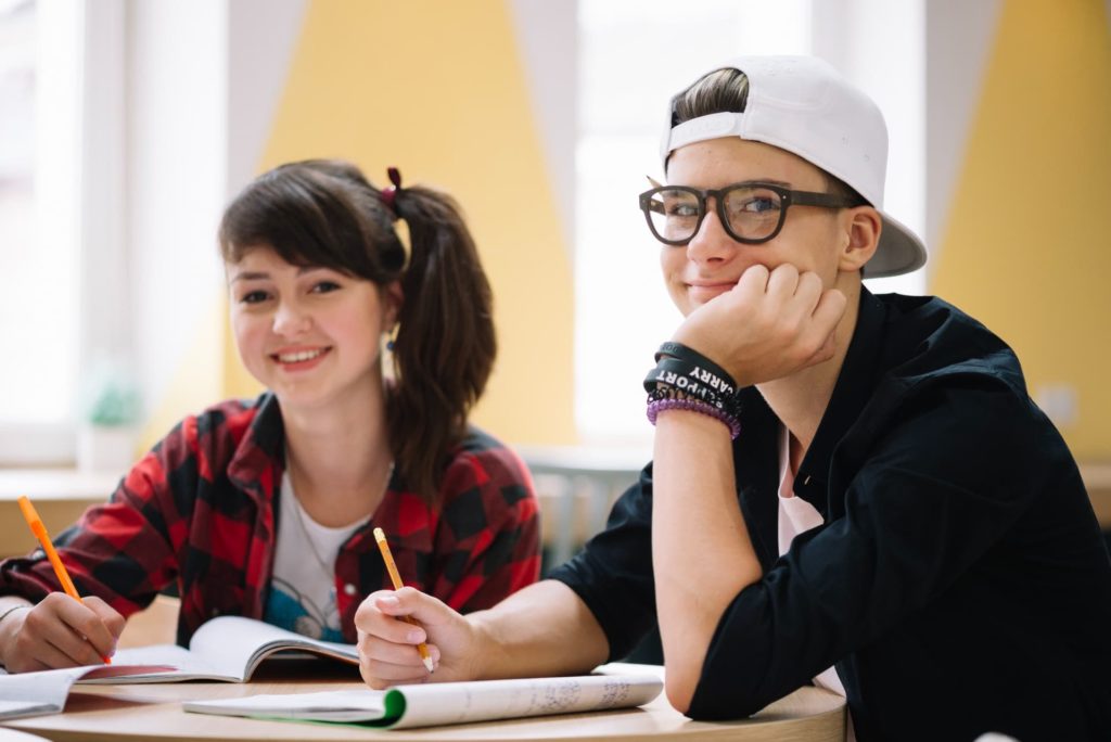 content students posing at camera